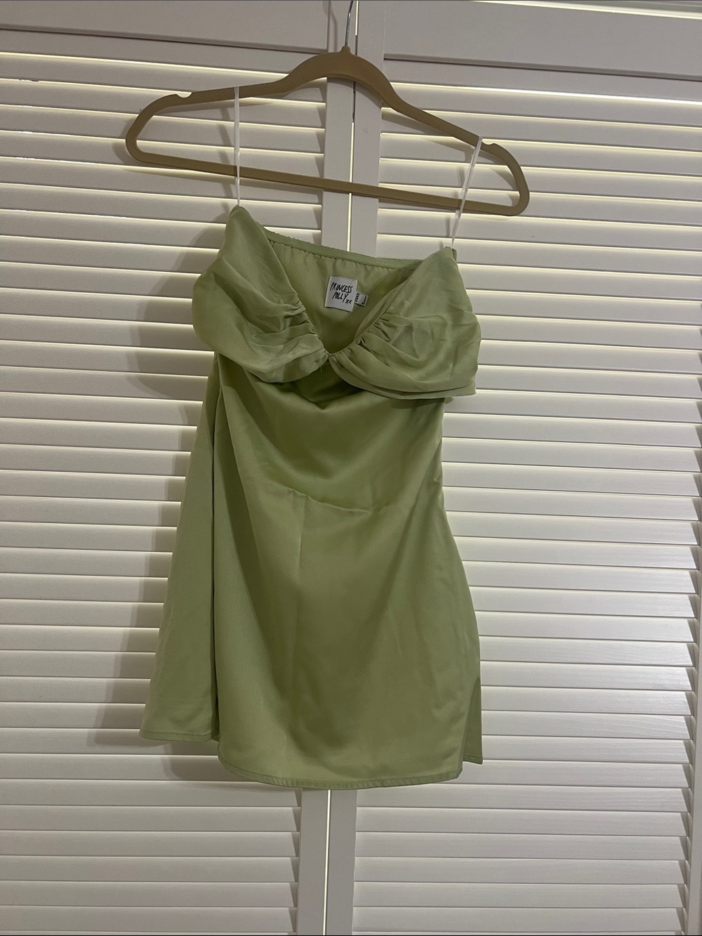 Princess Polly Light Pistachio Satin Mini Dress